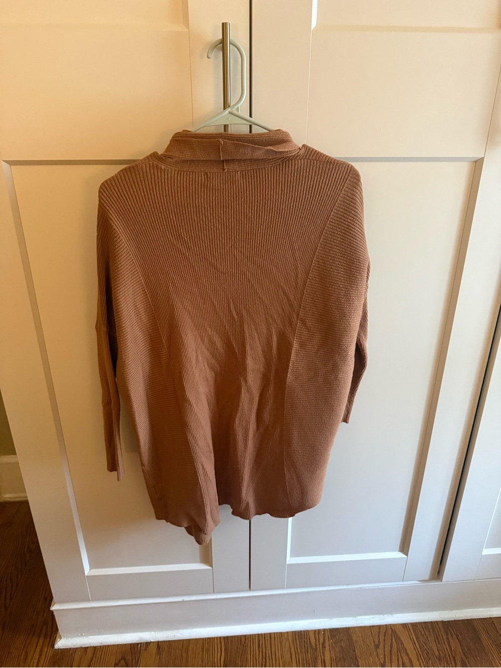Mango Open-Front Ribbed Cardigan - Rust Brown - Picture 2 of 3
